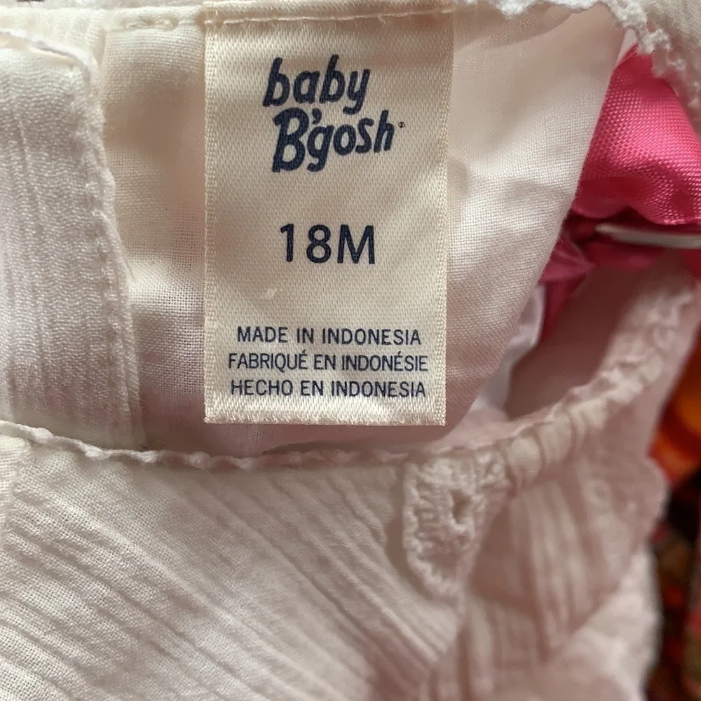 OshKosh B'gosh White Lace Crochet Embroidered Flower Girl Dress sz 18 mon
